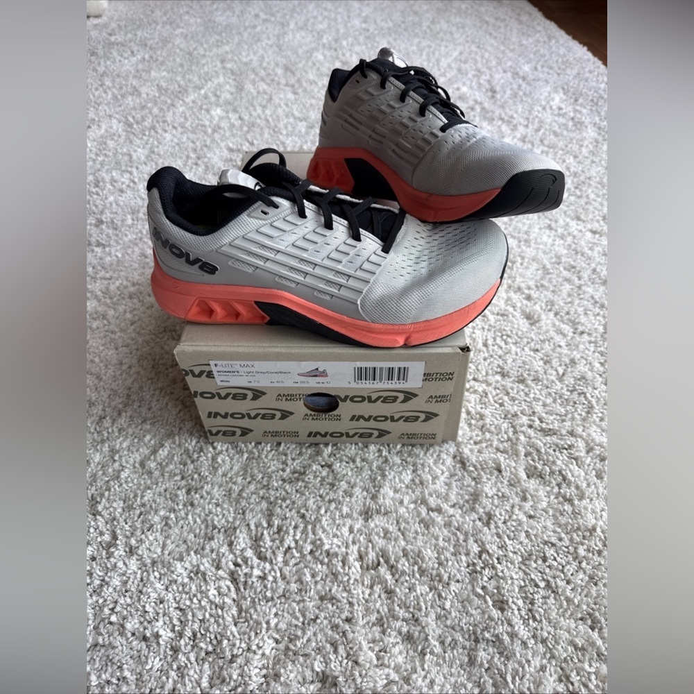 Women's Inov8 F-Lite Max, Light Gray, Coral, Black, 10 D Wide D